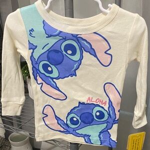 Disney Cream and Blue Stitch Pajama Top